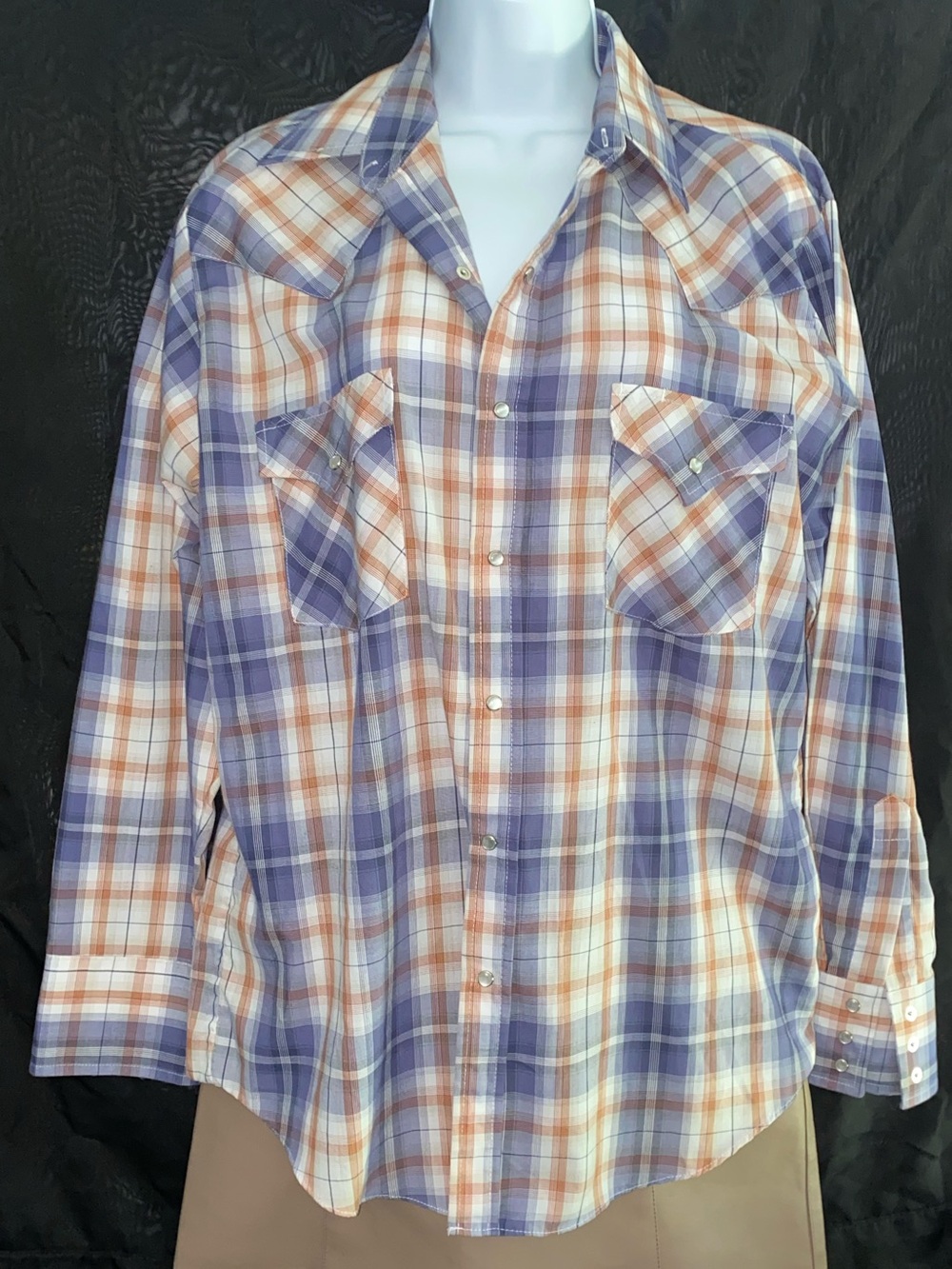 Vintage Plains Western Wear Plaid Button-Down Shirt - Blue & Brown